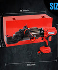 Loschen Cordless Rebar Cutter With 360 Degree Rotation, Portable Electric Hydraulic Saw For 4Mm To 20Mm Steel Rods shown with size dimensions.