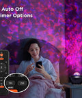 Dope Galaxy Projector For Bedroom With Ocean Light Bluetooth Speaker creating a starry sky and ocean wave effect in cozy setting