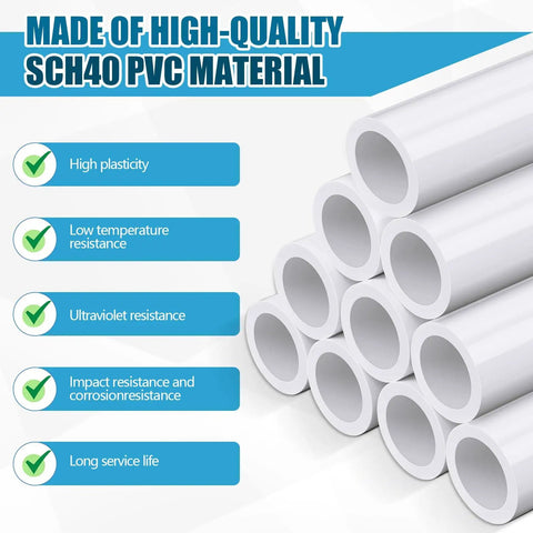 Four Pcs One Half Inch PVC Pipe Sixteen Inch Long SCH40 White For Home DIY Projects Garden Greenhouse Farm And Workshop Furniture