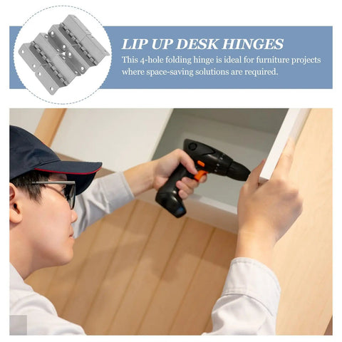 Person installing stainless steel folding butt cabinet hinges with silent operation and adjustable functionality.