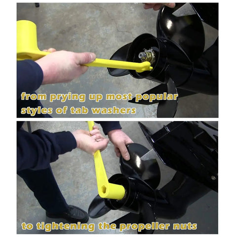 Lightweight Polymer Propeller Nut Wrench For One And One Sixteenth Inch Nuts Fits Mercury Mercruiser Alpha OMC Boats Over 40HP Easy To Use With Long Handle For Extra Leverage Rustproof Yellow Plastic