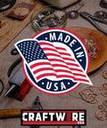 Made in USA logo with crafting tools and materials for jewelry making, featuring Square Bare Copper Wire 99.9 Percent Pure Dead Soft 20 Gauge