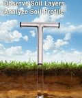 12 Inch Stainless Steel Soil Probe for Deep Sampling, Grab-and-Go Rust-Resistant Sampler Rod showcasing soil layers.
