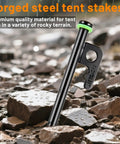 Heavy Duty 8 Inch Tent Stakes Set With Metal Pegs Fluorescent Silicone Rings And Storage Bag For Camping on rocky ground