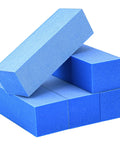 Pro Grade Nail Buffer Blocks 180 240 Fine Grit, 3 Way Buffing Kit For Natural Nails, close-up of stacked blue buffers, 5 Count