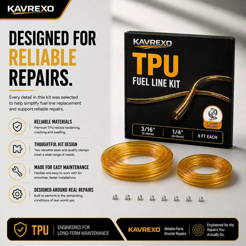 Top Tier TPU Fuel Line Kit 3/16 And 1-4 Inch With 8 Heavy Duty Clamps For Small Engines Lawmowers Trimmers And Chainsaws Flexible Durable Performance Gear