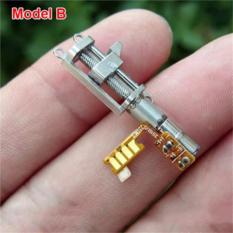 Compact Two Phase Four Wire Mini Linear Actuator With Planetary Gearbox Ball Bearing Screw 8Mm 12Mm Stroke Stepper Motor Kit Model B in hand.