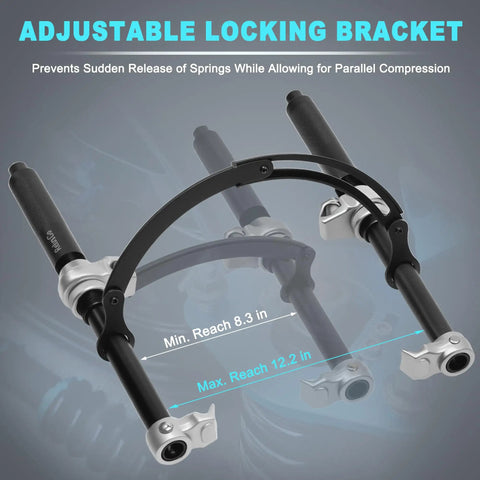 Heavy Duty Coil Spring Compressor Set, 2 Pack With Safety Bracket And Guard Bar, adjustable locking bracket for vehicle struts
