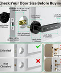 Smart Door Lock With Knob Keyless Entry Entry Handle Home Security Fingerprint Door Knob For Bedroom Front Door Or Apartment Generate Passcodes Remotely Black installation guide showing correct and incorrect door types.