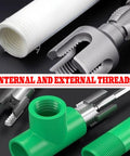 Heavy Duty Pvc Pipe Threader Kit For 1/2 And 3/4 Inch Pipes integrated internal and external threading tool with drill adapter.