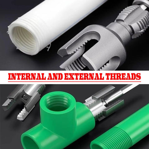 Heavy Duty Pvc Pipe Threader Kit For 1/2 And 3/4 Inch Pipes integrated internal and external threading tool with drill adapter.