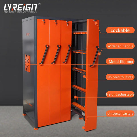 Heavy Duty CNC Tool Holder Cabinet With Massive Capacity Vertical Drawers For Shop Floor And Machining Centers Sturdy Steel Frame With ABS Drawer System Waterproof And Scratch Resistant Tool Storage, orange steel cabinet