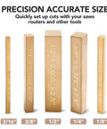 Solid Brass Setup Blocks Height Gauge Set Of Five With Laser Marked Readouts for precise height measurements, sizes 1/8 to 1/2 inch.