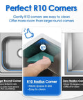 Graphic showing R10 radius corners of Undermount Bar Prep Kitchen Sink 15x15x8 In Compact 304 Stainless Steel Small Single Bowl