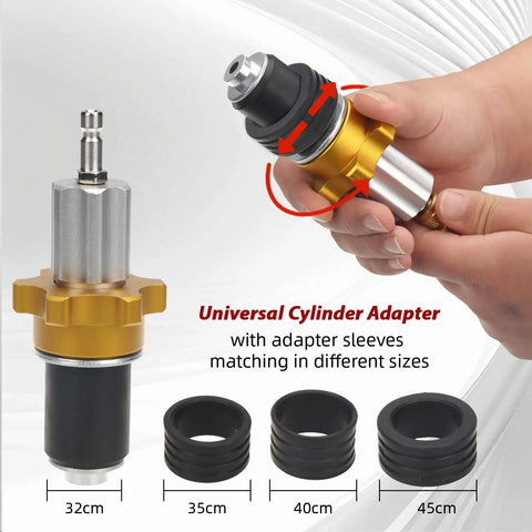 Drop Dead Easy Coolant Vacuum Refill Kit With 34 Pieces And 25 Radiator Adapters Universal cylinder adapter with three size sleeves.