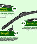Premium All Season Windshield Wiper Blades 22x22 Inches Direct Hook Beam showing natural rubber and steel quality for heavy duty use.