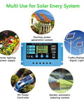30A PWM Solar Charge Controller For 12V/24V Systems With LCD Display, uses for home, RV, lighting, garden, traffic power.