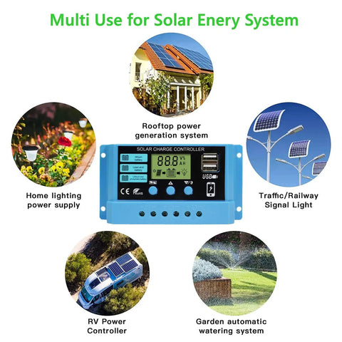 30A PWM Solar Charge Controller For 12V/24V Systems With LCD Display, uses for home, RV, lighting, garden, traffic power.
