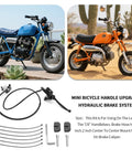 12 Piece Seven Eighths Inch Mini Bicycle Hydraulic Brake System With Fifty Inch Hose Direct Fit Replacement For DB30 Baja Doodlebug Mini Bikes Go Karts Left Side, product displayed with motorcycles and brake components.