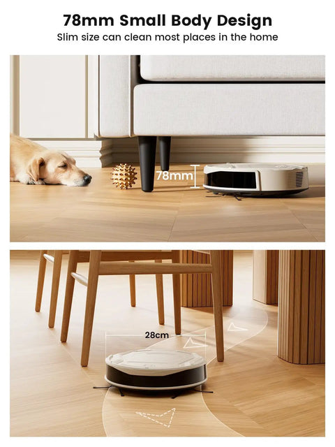 Pet Hair Slaying Slim Robotic Vacuum With Strong Suction Up To 4000Pa cleaning under furniture, suitable for pet hair removal