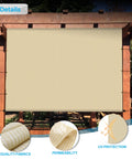 12 By 12 Pergola Cover With Grommets And Weighted Rods HDPE UV Blocking Shade Cloth for Gazebo in Beige installed outdoors
