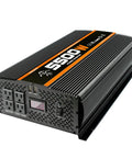 Heavy Duty 5500W Power Inverter 12V to 110V Converter With LCD Display showing four AC outlets and two USB ports.