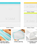 24 Pack Reusable Food Storage Bags Dishwasher Safe Microwave Safe BPA Free Freezer Bags For Easy Meal Prep And Fridge Organization