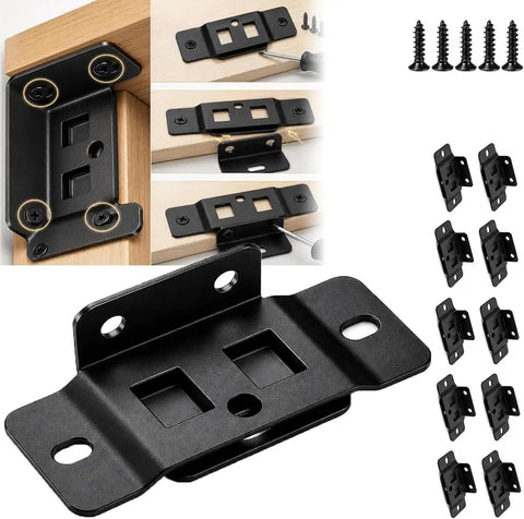 Beefy Heavy Duty Stainless Steel Furniture Bracket Set 2 In 1 Locking Corner Connectors with screws display for cabinets