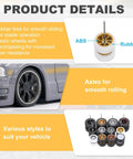 Four Pack One Sixty Fourth Scale Wheels And Tires Set With Real Riders Rims In White With Gold Seven Spoke Design Includes Axles