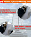 Sea Star Hydraulic Steering Bleed Kit With Bleeding And Filling Hose For Sea Star Systems Boat shown with connectors