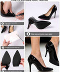 Steps showing how to apply Non Slip Shoe Grip Pads For Bottom Of Shoes Heavy Duty Rubber Sole Protectors For Boots Sneakers.