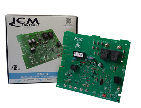 Furnace Control Replacement Module 281 For Carrier Systems, green circuit board with box display, ready to install, plug and play.