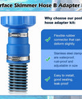 Ultimate Pool Vacuum Hose Adapter Kit 1.5 Inch Connector For Above Ground Pools with clamps and flexible rubber