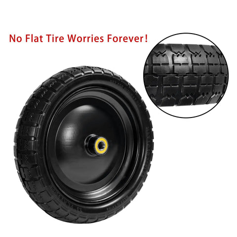 13 Inch Go-To Wheel And Tire Replacement Set For Hand Trucks Garden Carts Wheelbarrows And Dollies Solid Flat Free 4.00-6 Tires