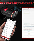 Bluetooth OBD2 Scanner With Full System Bidirectional Diagnostics OE Level Code Reader showing data stream on phone screen