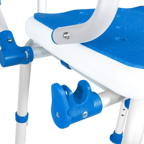 Shower Safety Chair With Backrest And Foam Padding, Adjustable Height Bath Bench With Swing Armrests, Slip Resistant Tips