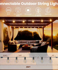 Outdoor String Lights 25ft G40 LED Patio Lights with 13 Bulbs Waterproof Shatterproof Dimmable Hanging in Gazebo