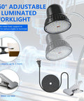 Clamp Light With 3000 Lumen Bright White 6500K Task Lamp, adjustable metal hose, heavy-duty clamp, 98-inch cord.