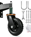 6 Inch Heavy Duty Gate Wheel With Beefed-Up Spring Loaded Support And 600 Lb Capacity, caster, accessories included