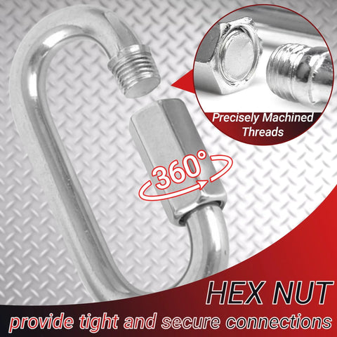 Heavy Duty Chain Quick Links And Carabiner Set For Hammock Hanging Camping And Hiking Featuring One Point Four Eight Inch Chain Links