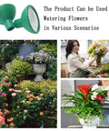 Pro Grade Heavy Duty Watering Can Rose Head Replacement Sprayer Nozzle displayed with garden and indoor plants of various types