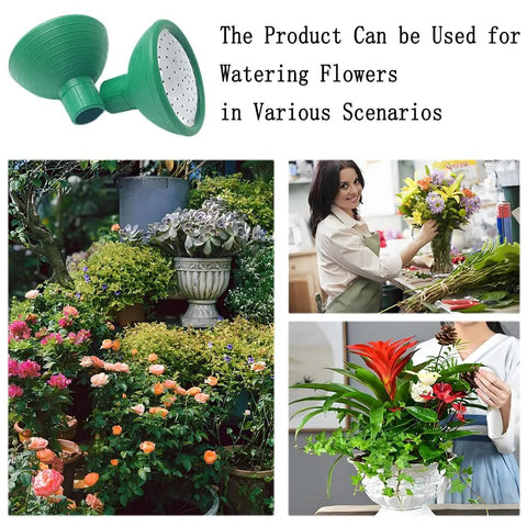 Pro Grade Heavy Duty Watering Can Rose Head Replacement Sprayer Nozzle displayed with garden and indoor plants of various types