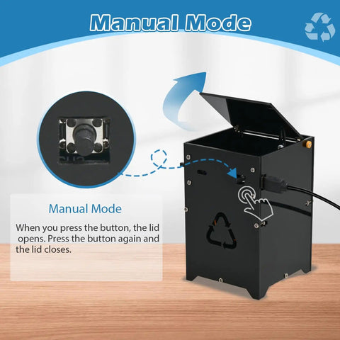 DIY Trash Can Soldering Practice Kit With Through Hole Build And Hands Free Photoelectric Effect Automatic Sensor Model for manual mode display
