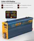 3000W Pure Sine Wave Inverter From 12V DC To 110V And 120V With LCD display showing voltage protection features
