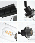Three Light Black Vanity Light Bar With Rotating Track Heads And Clear Glass Shade 20.5 Inch Ceiling Fixture details