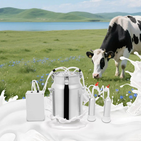 Go To 10L Electric Milking Machine For Cows And Goats With Pulsation Vacuum Pump Portable Milker in field with cow