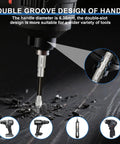 12-Piece High Magnetic Screwdriver Drill Bit Set with double groove design shown in use, impact-resistant for heavy-duty repairs.