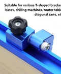 Rock Solid Dead On T Track Flip Fence Stop For Woodworking Router Tables And Saws With Five Sixteenths Inch T Bolt Universal Multi Track Compatible Die Cast Aluminum 2 Pack Heavy Duty Gear mounted on a T-shaped bracket.