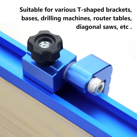 Rock Solid Dead On T Track Flip Fence Stop For Woodworking Router Tables And Saws With Five Sixteenths Inch T Bolt Universal Multi Track Compatible Die Cast Aluminum 2 Pack Heavy Duty Gear mounted on a T-shaped bracket.