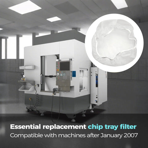 Image of Three Pack Chip Tray Filter Replacements for Machine Tool Coolant Tanks, with focus on 180 Micron Fabric detail.